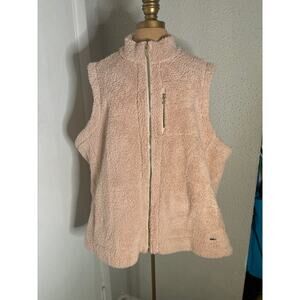 Calvin Klein Pink Faux Fur Zip Vest 1X Plus Size Angelcore Balletcore Mobwife